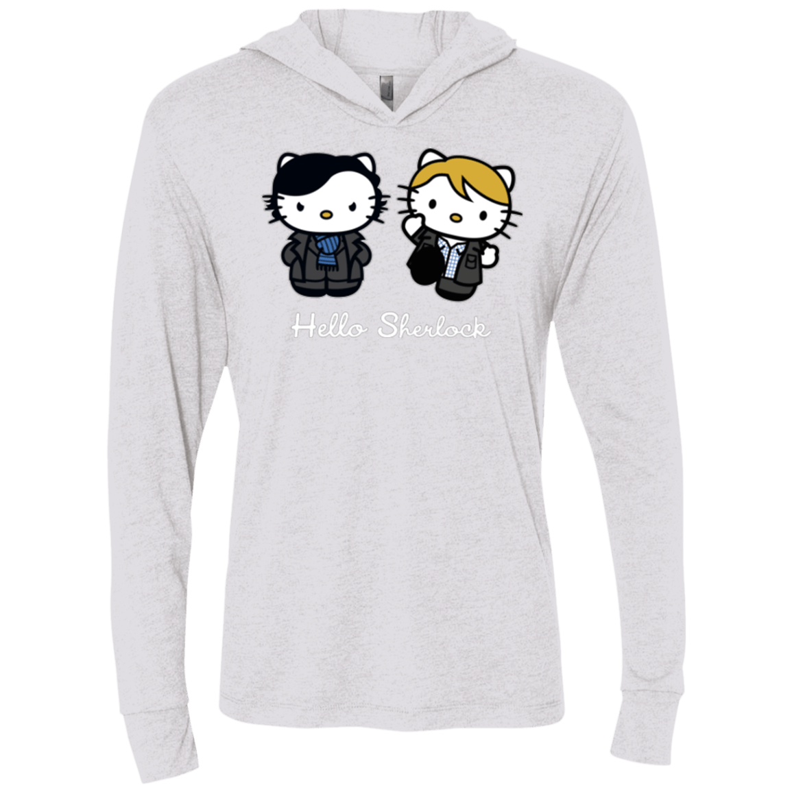 T-Shirts Heather White / X-Small Hello Sherlock Triblend Long Sleeve Hoodie Tee
