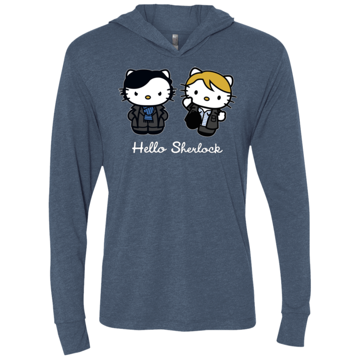 T-Shirts Indigo / X-Small Hello Sherlock Triblend Long Sleeve Hoodie Tee