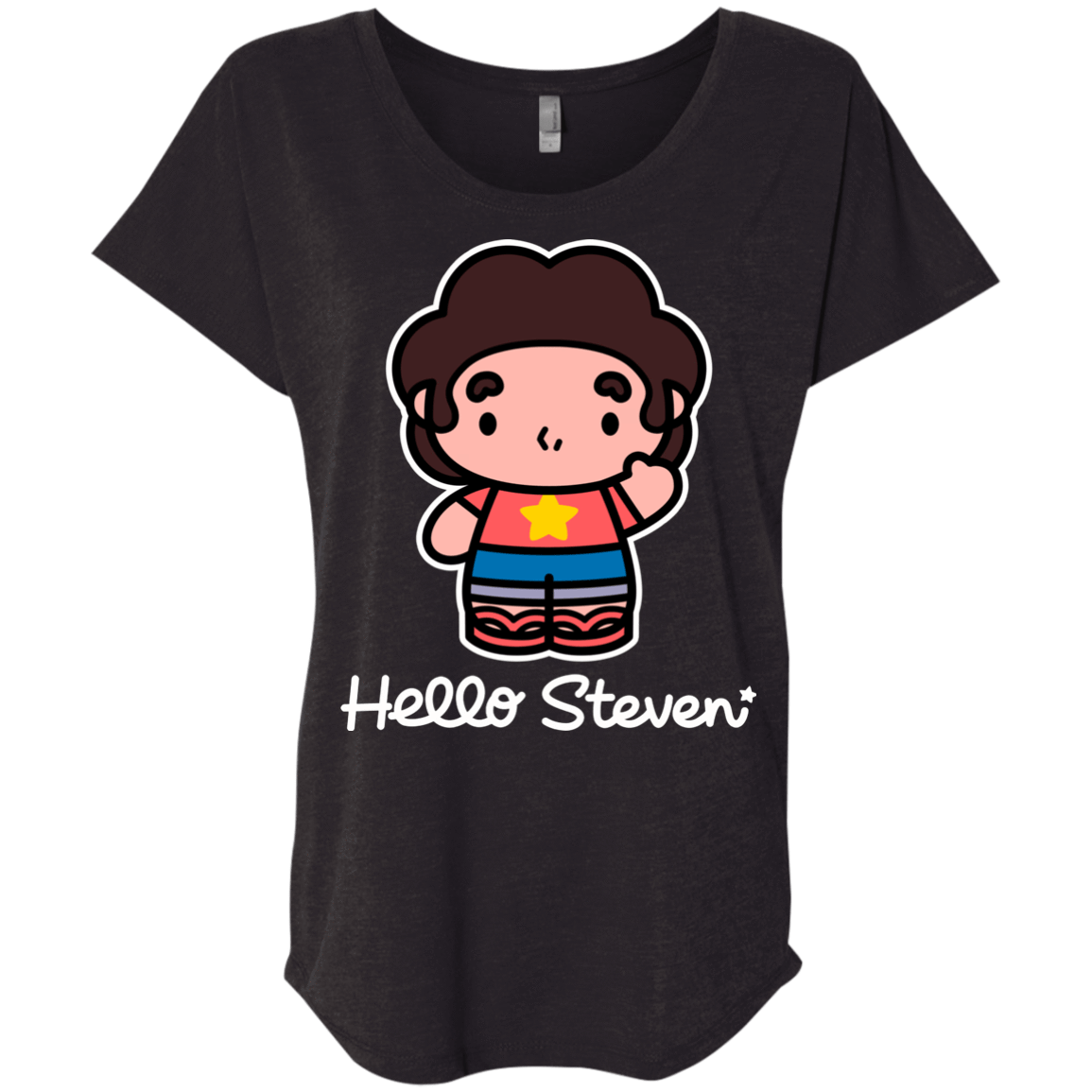 T-Shirts Vintage Black / X-Small Hello Steven Triblend Dolman Sleeve