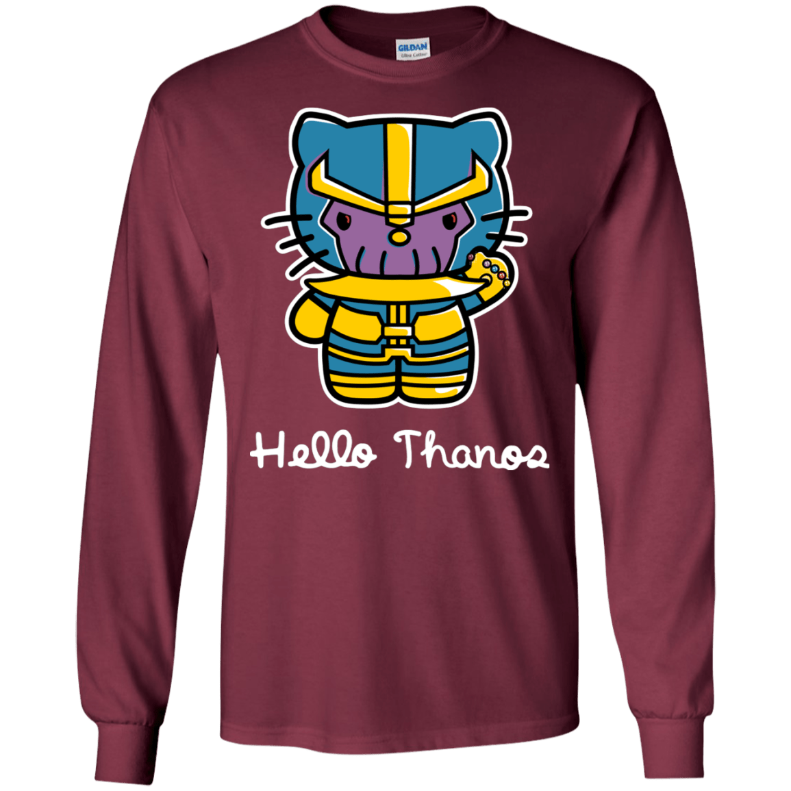 T-Shirts Maroon / S Hello Thanos Men's Long Sleeve T-Shirt