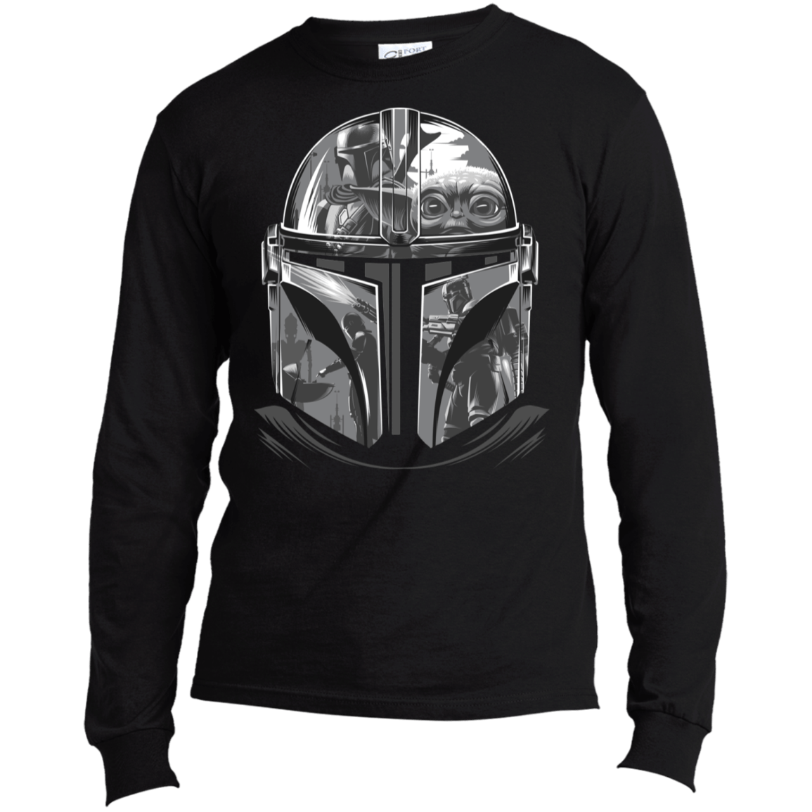 T-Shirts Black / S Helmet Mandalorian Men's Premium Long Sleeve