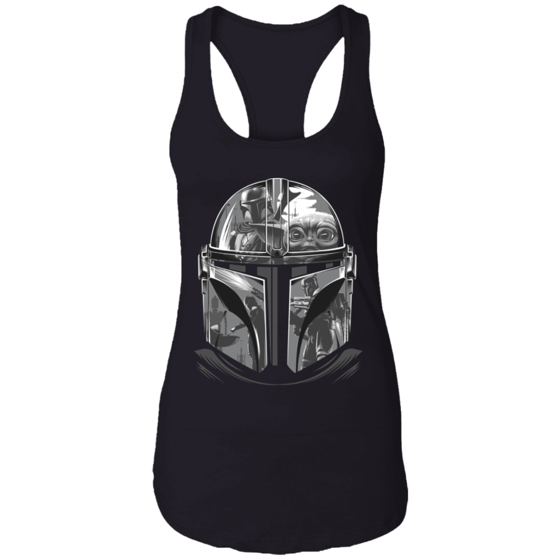 T-Shirts Black / X-Small Helmet Mandalorian Women's Triblend Racerback Tank