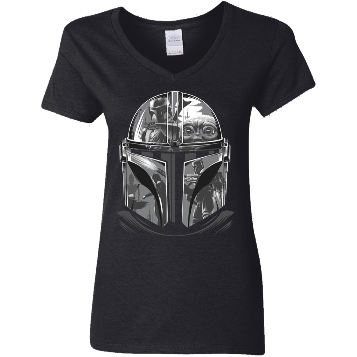T-Shirts Black / S Helmet Mandalorian Women's V-Neck T-Shirt