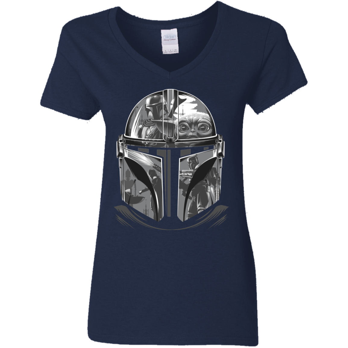 T-Shirts Navy / S Helmet Mandalorian Women's V-Neck T-Shirt