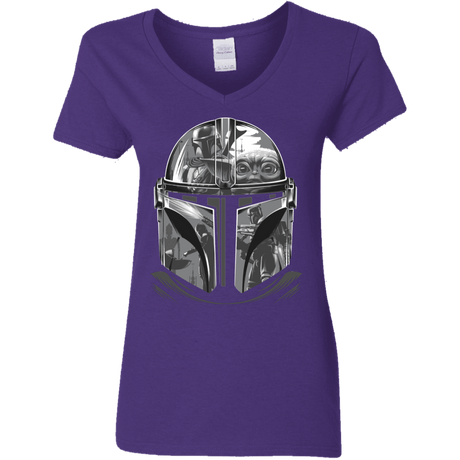 T-Shirts Purple / S Helmet Mandalorian Women's V-Neck T-Shirt