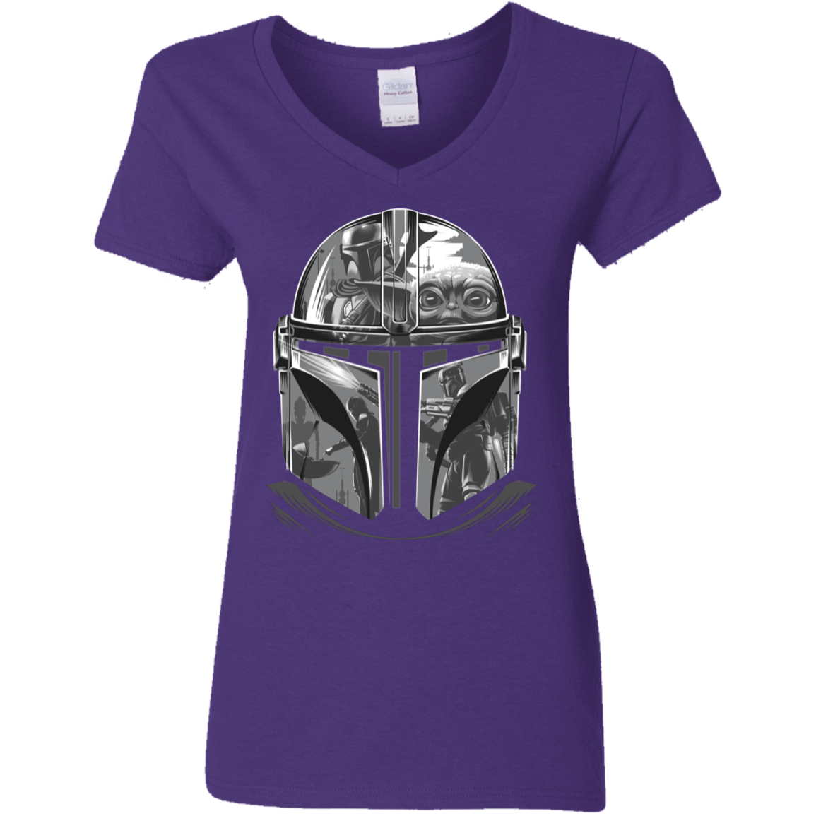 T-Shirts Purple / S Helmet Mandalorian Women's V-Neck T-Shirt