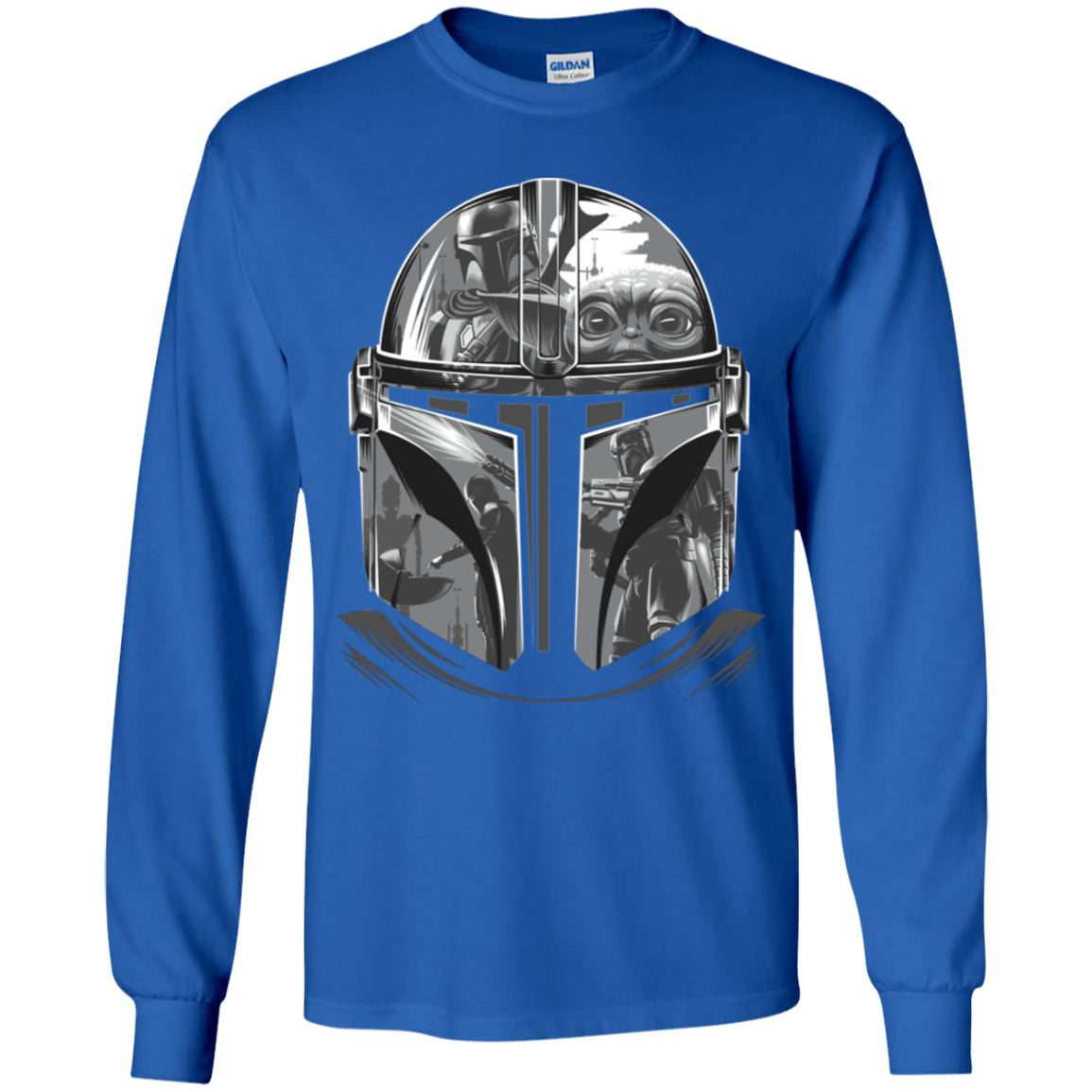 T-Shirts Royal / YS Helmet Mandalorian Youth Long Sleeve T-Shirt