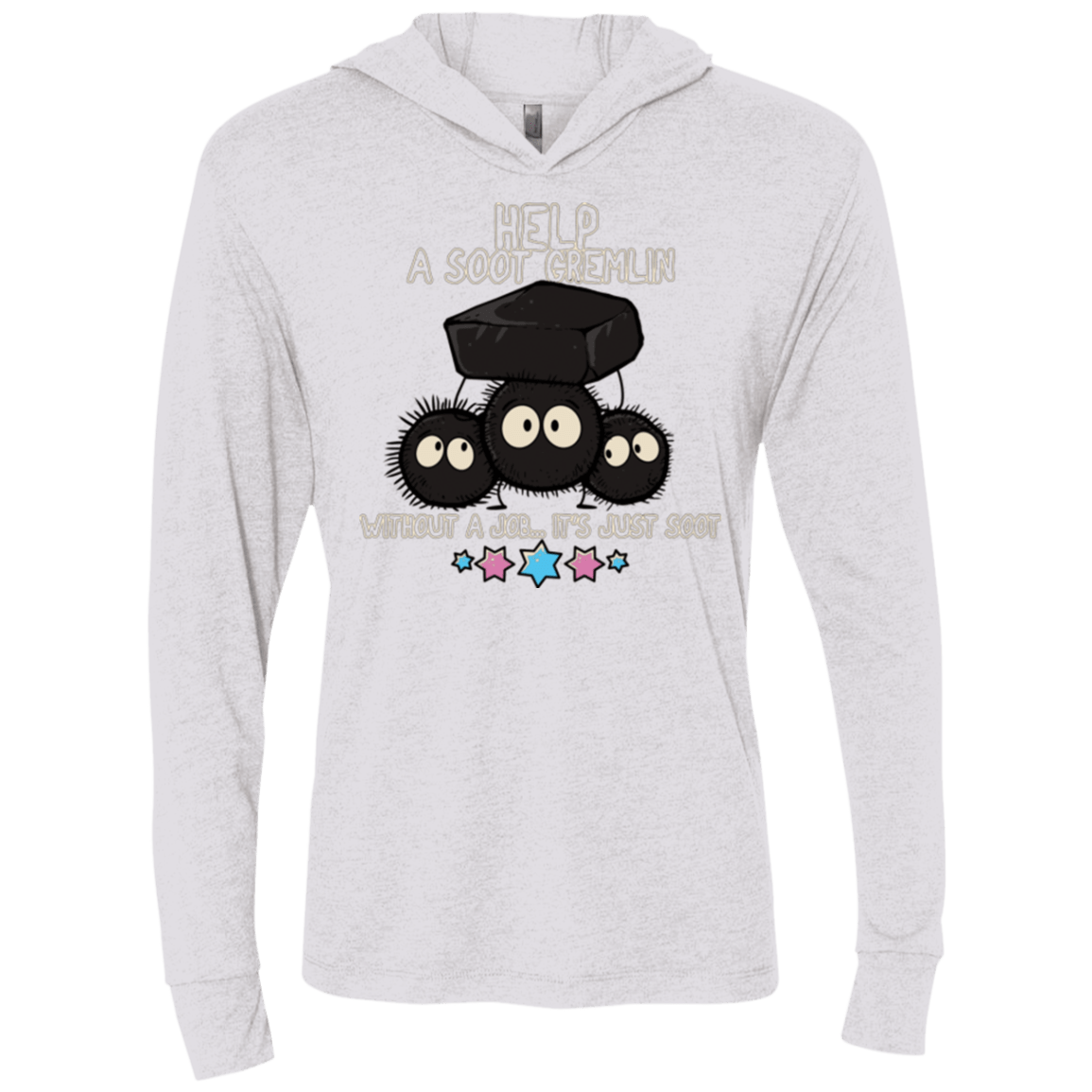 T-Shirts Heather White / X-Small HELP A SOOT GREMLIN Triblend Long Sleeve Hoodie Tee