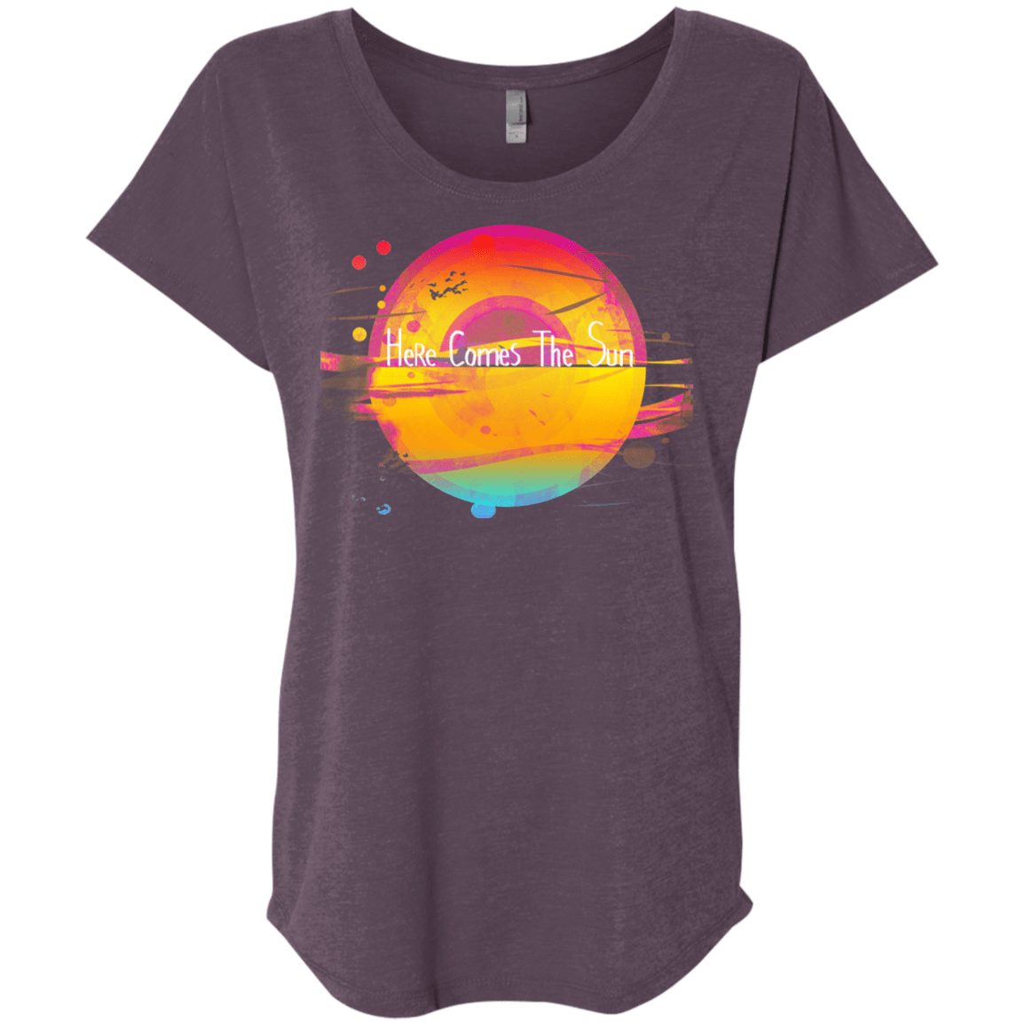 T-Shirts Vintage Purple / X-Small Here Comes The Sun (2) Triblend Dolman Sleeve
