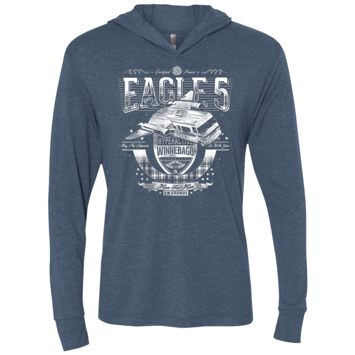 T-Shirts Indigo / X-Small Hero 4 Hire Triblend Long Sleeve Hoodie Tee