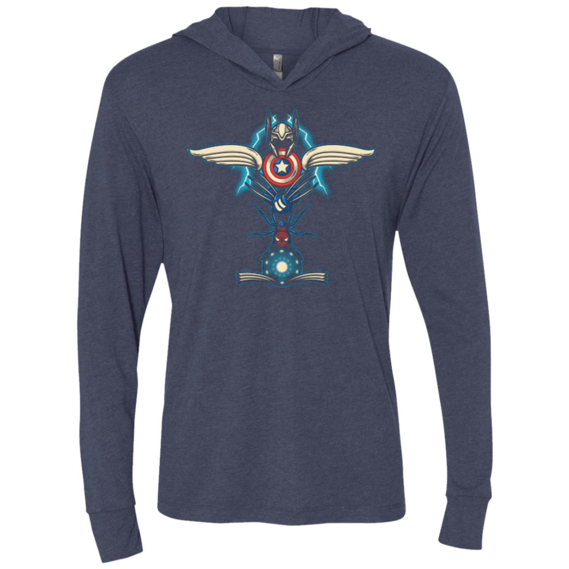 T-Shirts Vintage Navy / X-Small HERO TOTEM Triblend Long Sleeve Hoodie Tee