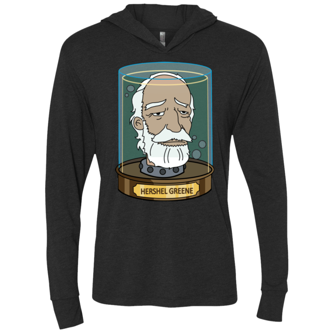 Hershel Greene Head Triblend Long Sleeve Hoodie Tee