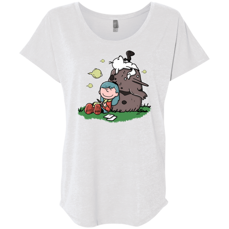 T-Shirts Heather White / X-Small Hilda Brown Triblend Dolman Sleeve