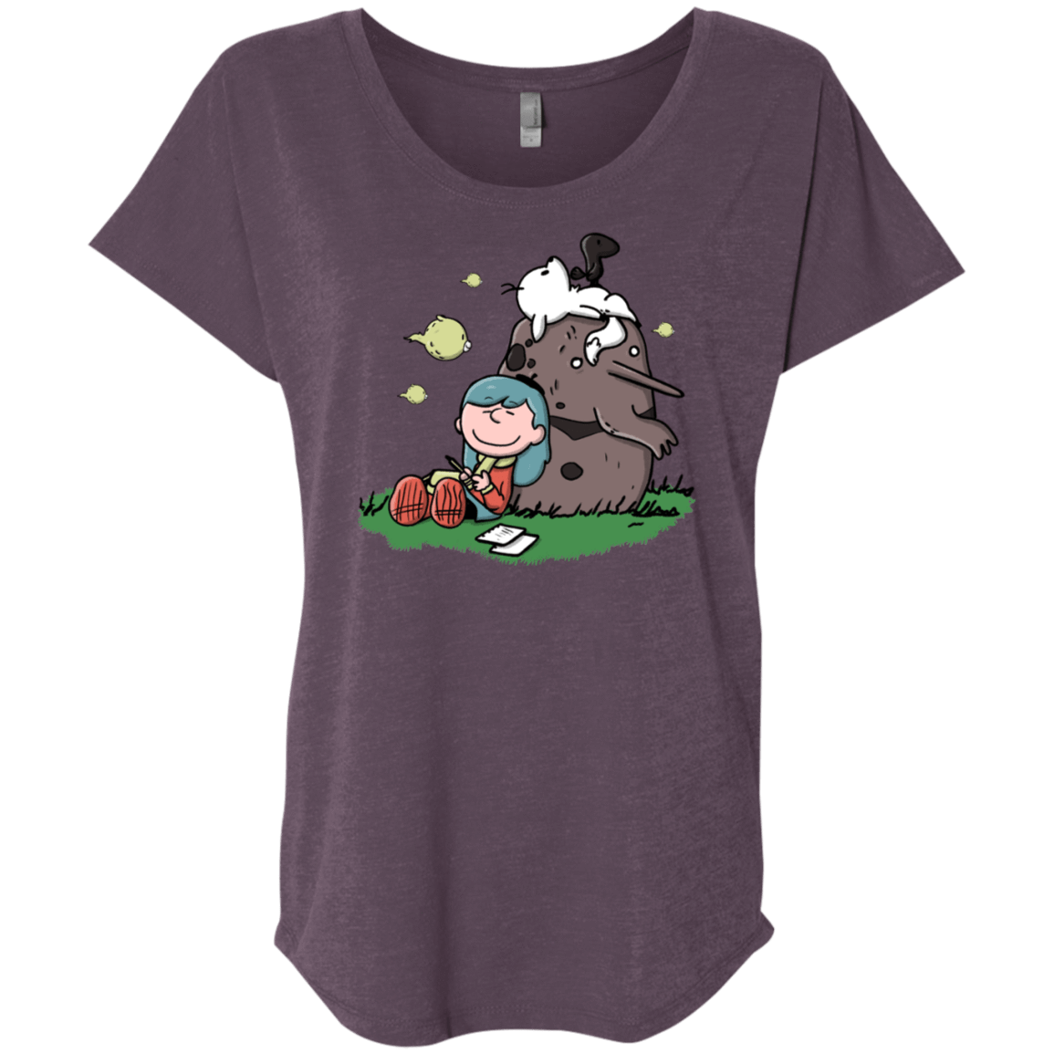 T-Shirts Vintage Purple / X-Small Hilda Brown Triblend Dolman Sleeve