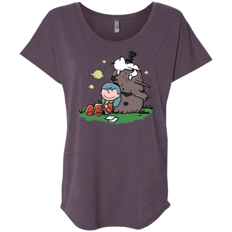 T-Shirts Vintage Purple / X-Small Hilda Brown Triblend Dolman Sleeve