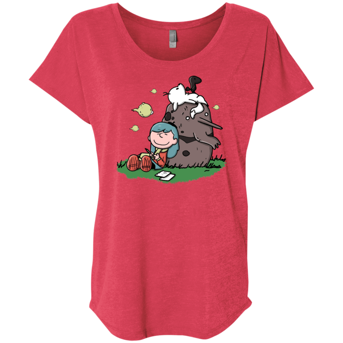 T-Shirts Vintage Red / X-Small Hilda Brown Triblend Dolman Sleeve