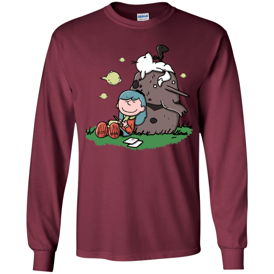 T-Shirts Maroon / YS Hilda Brown Youth Long Sleeve T-Shirt