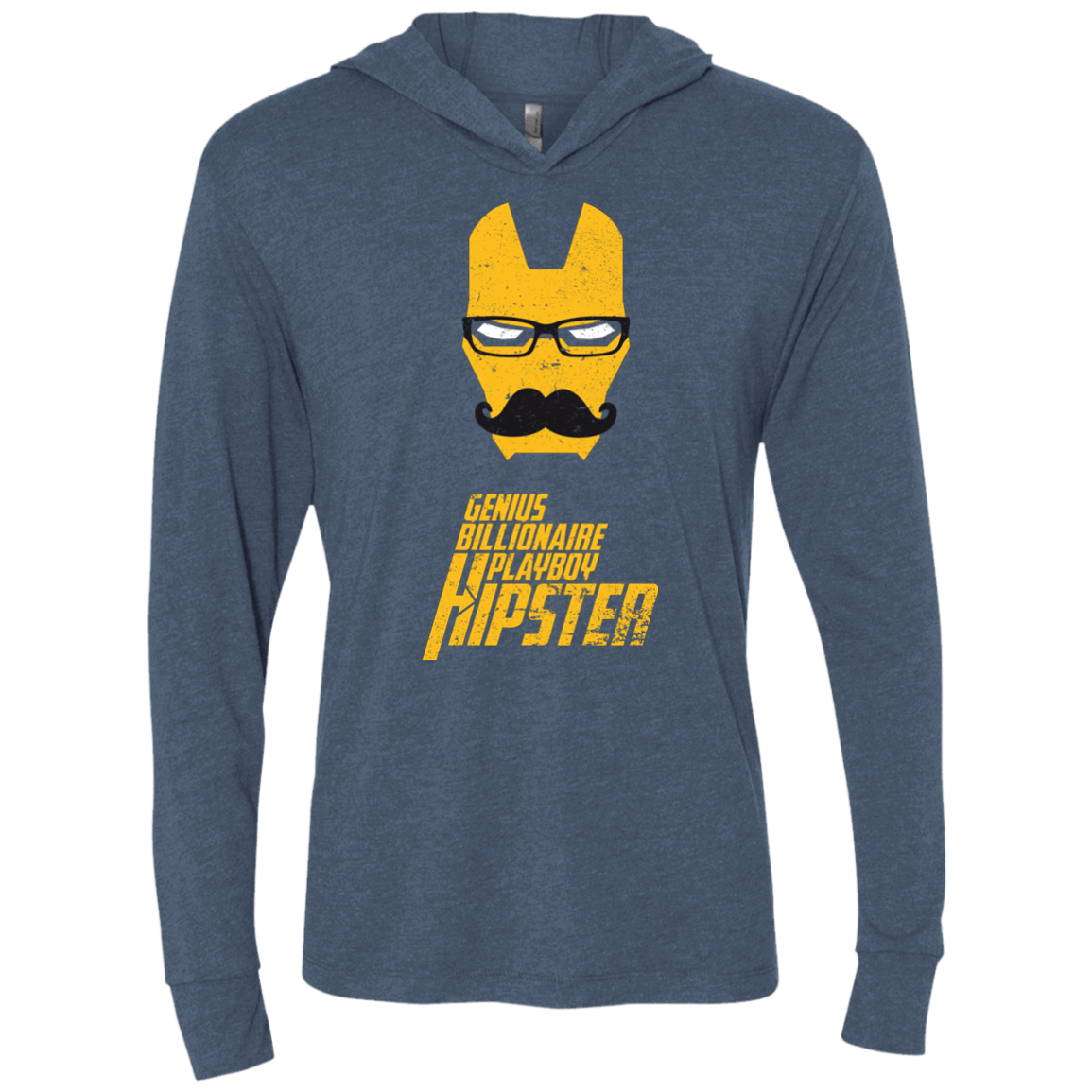 T-Shirts Indigo / X-Small HIPSTER Triblend Long Sleeve Hoodie Tee