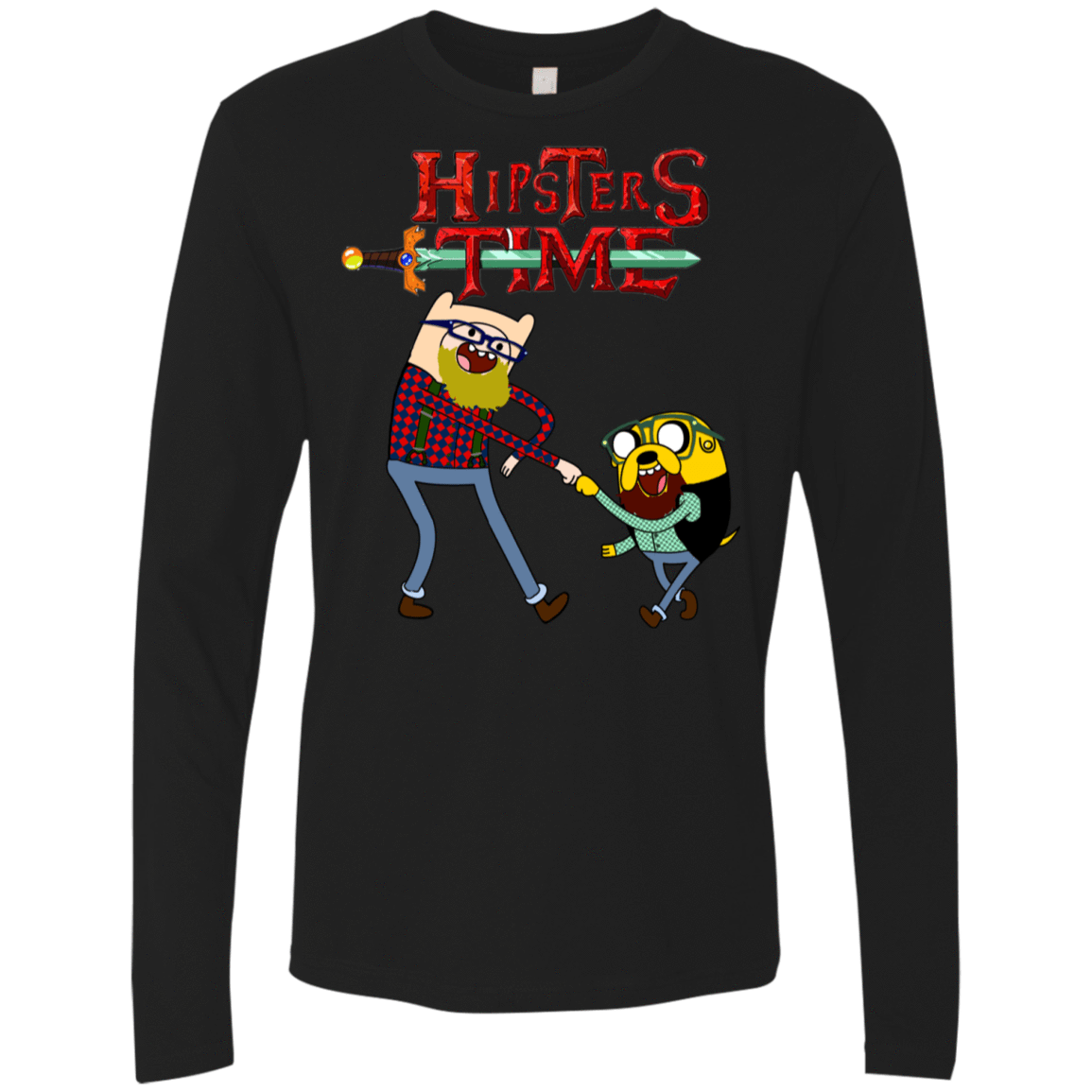 T-Shirts Black / S Hipsters Time Men's Premium Long Sleeve