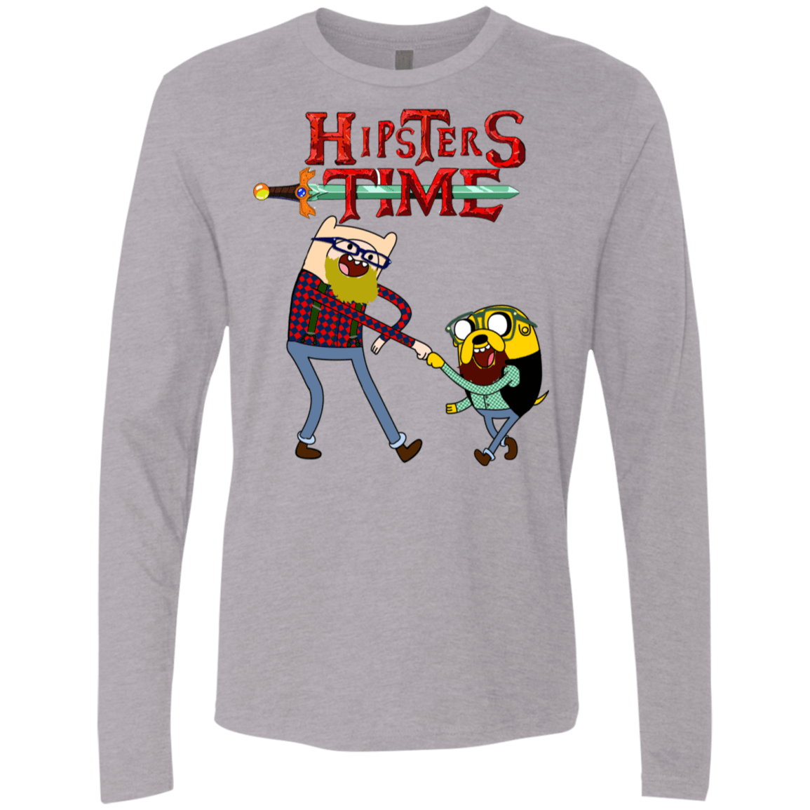 T-Shirts Heather Grey / S Hipsters Time Men's Premium Long Sleeve
