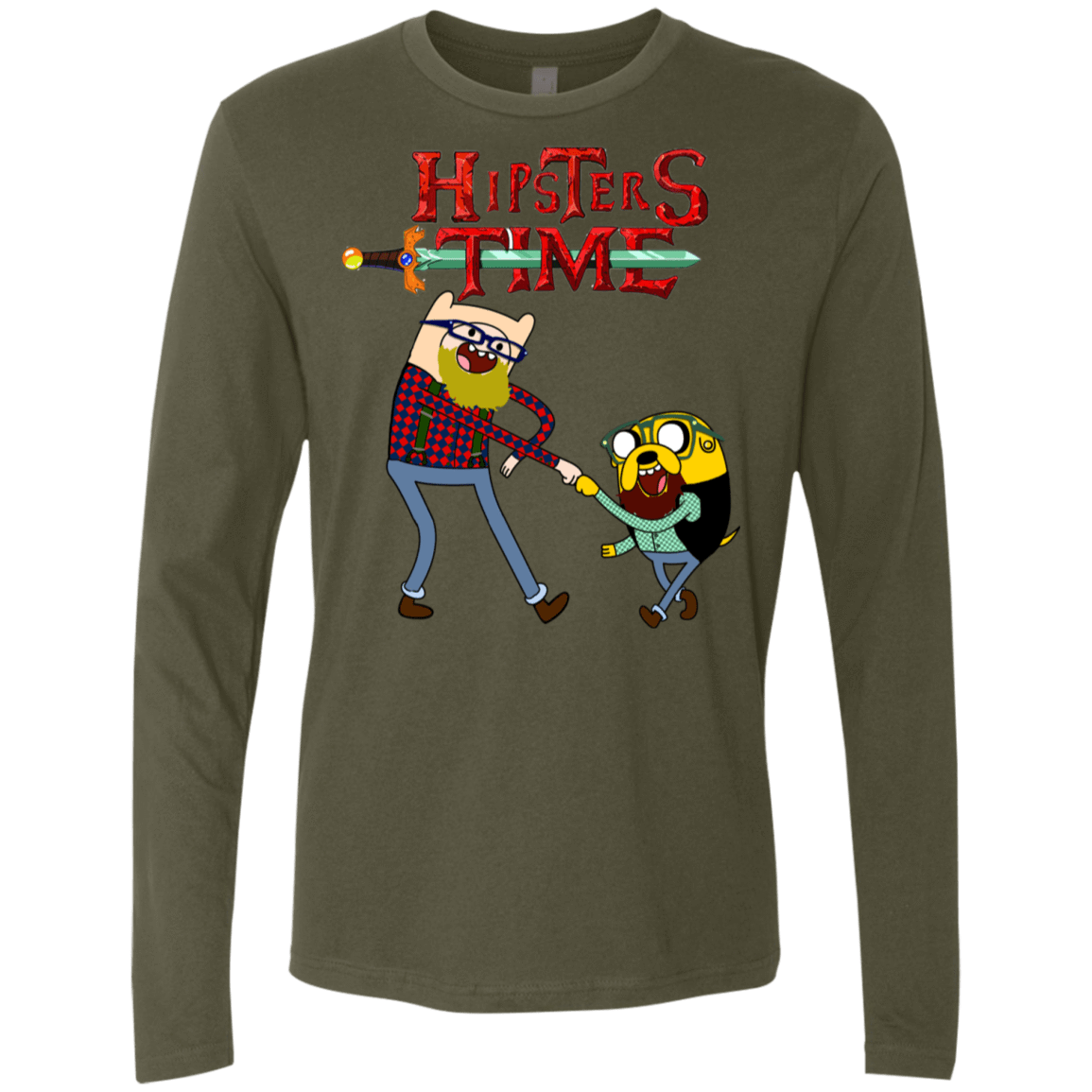 T-Shirts Military Green / S Hipsters Time Men's Premium Long Sleeve