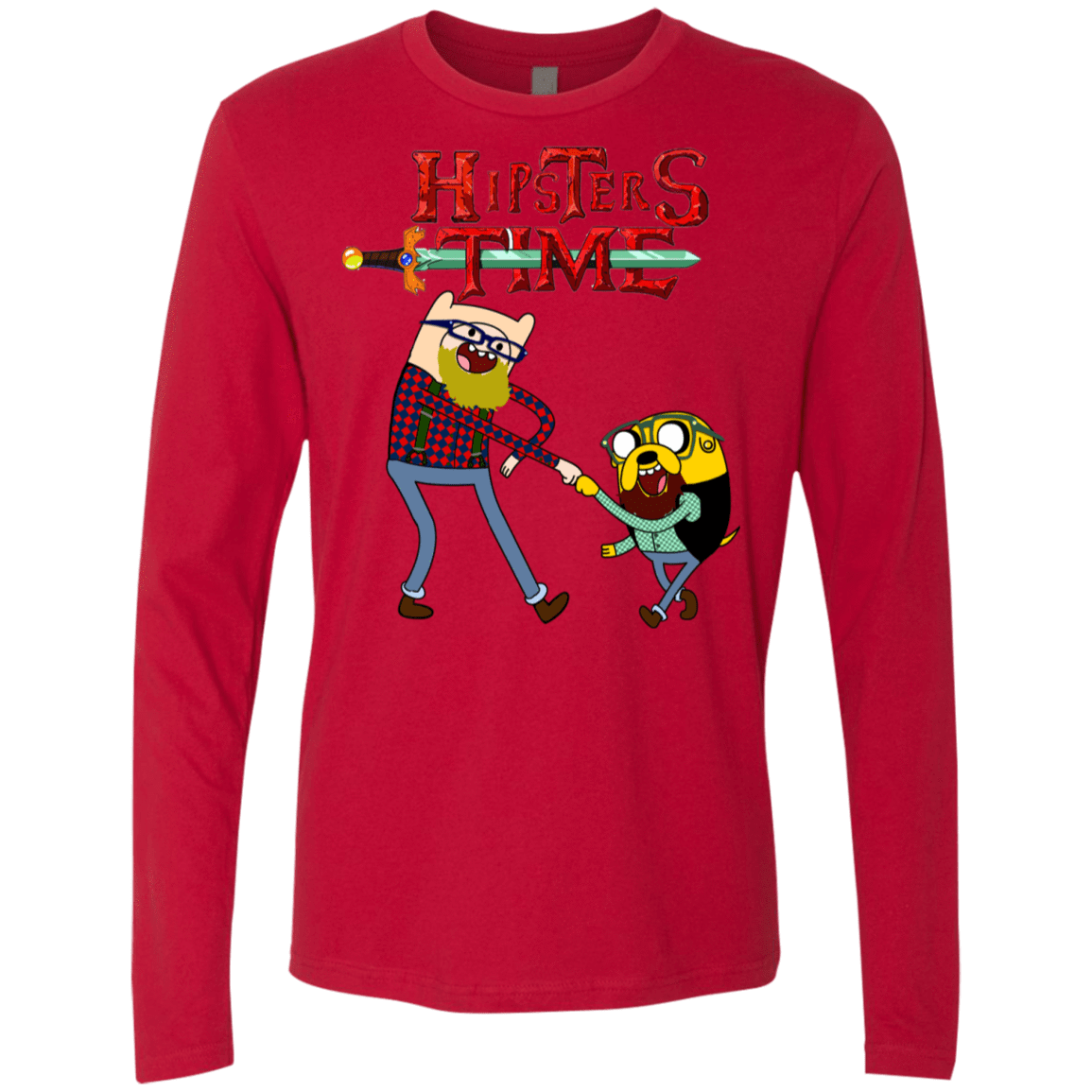 T-Shirts Red / S Hipsters Time Men's Premium Long Sleeve