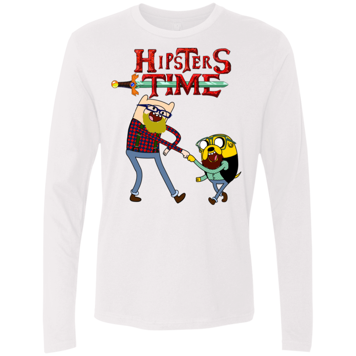 T-Shirts White / S Hipsters Time Men's Premium Long Sleeve