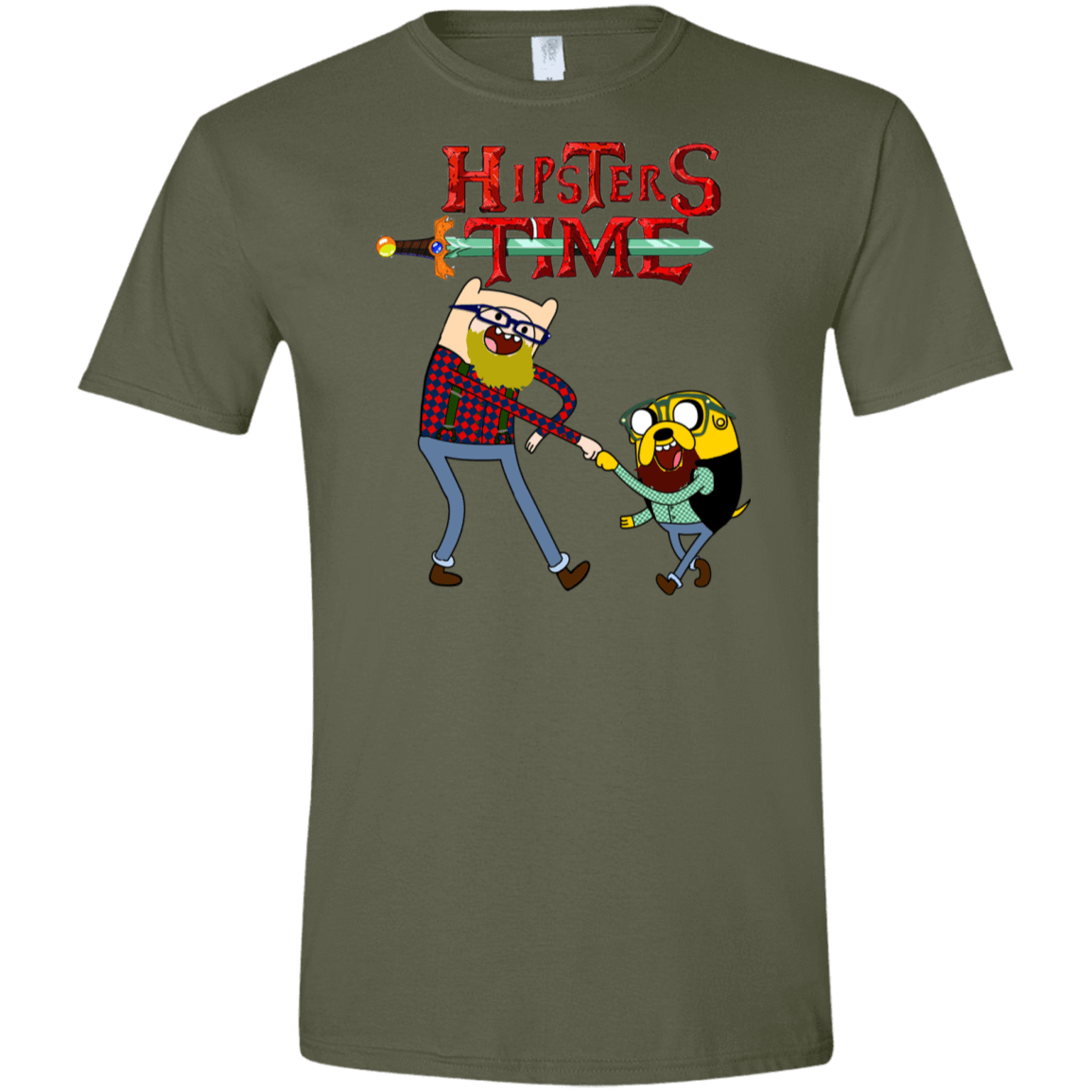T-Shirts Military Green / S Hipsters Time Men's Semi-Fitted Softstyle