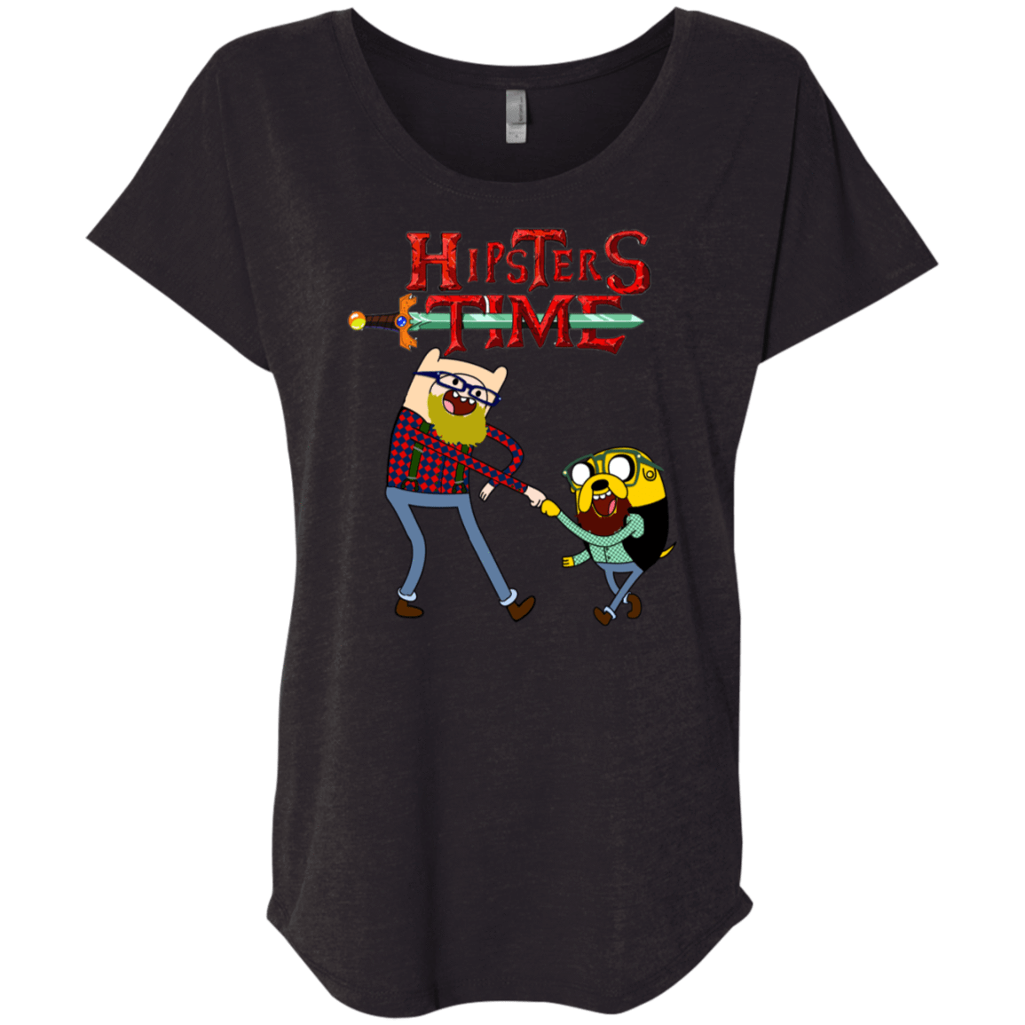 T-Shirts Vintage Black / X-Small Hipsters Time Triblend Dolman Sleeve