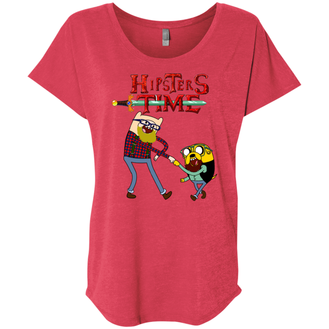 T-Shirts Vintage Red / X-Small Hipsters Time Triblend Dolman Sleeve