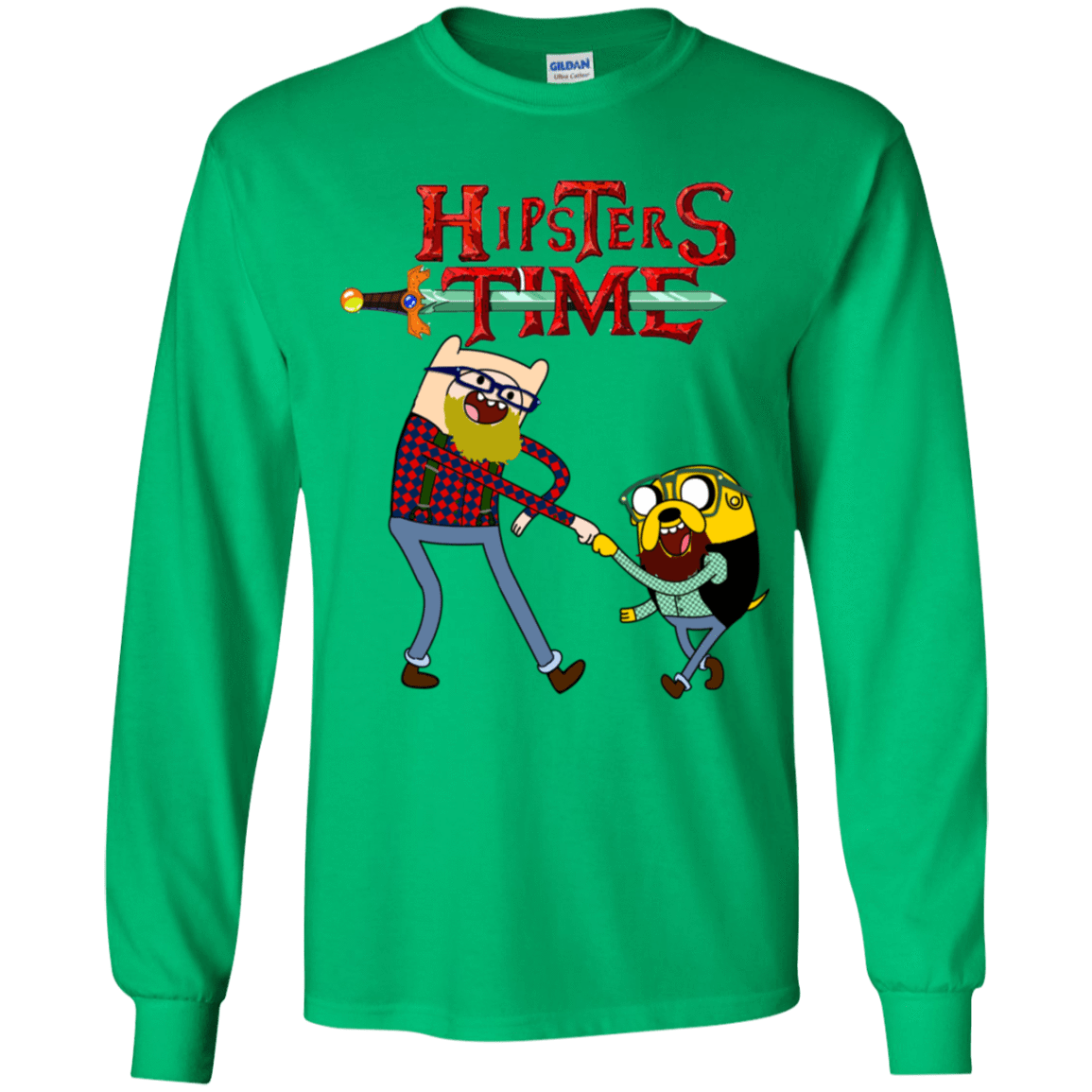 T-Shirts Irish Green / YS Hipsters Time Youth Long Sleeve T-Shirt