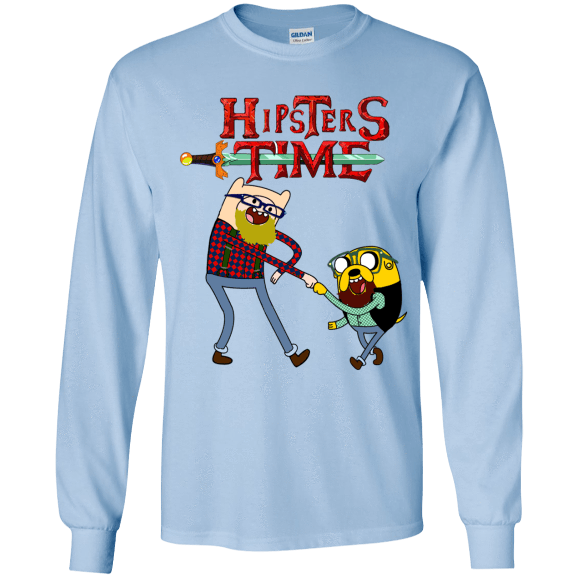 T-Shirts Light Blue / YS Hipsters Time Youth Long Sleeve T-Shirt