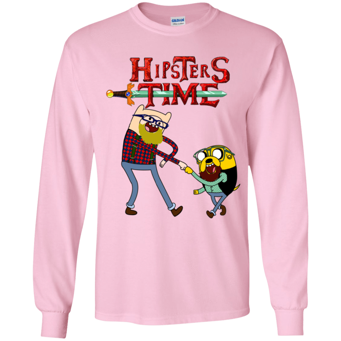 T-Shirts Light Pink / YS Hipsters Time Youth Long Sleeve T-Shirt