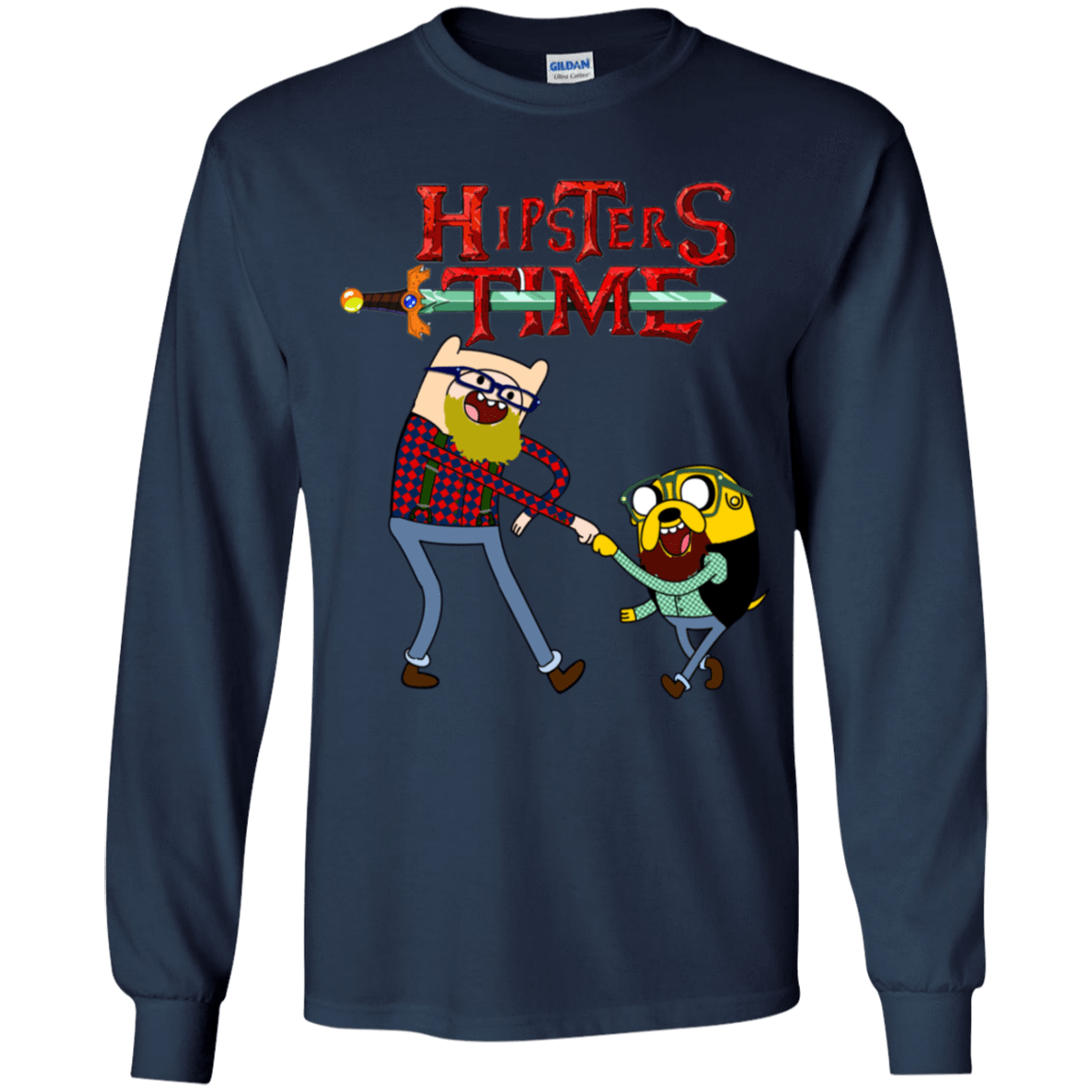 T-Shirts Navy / YS Hipsters Time Youth Long Sleeve T-Shirt