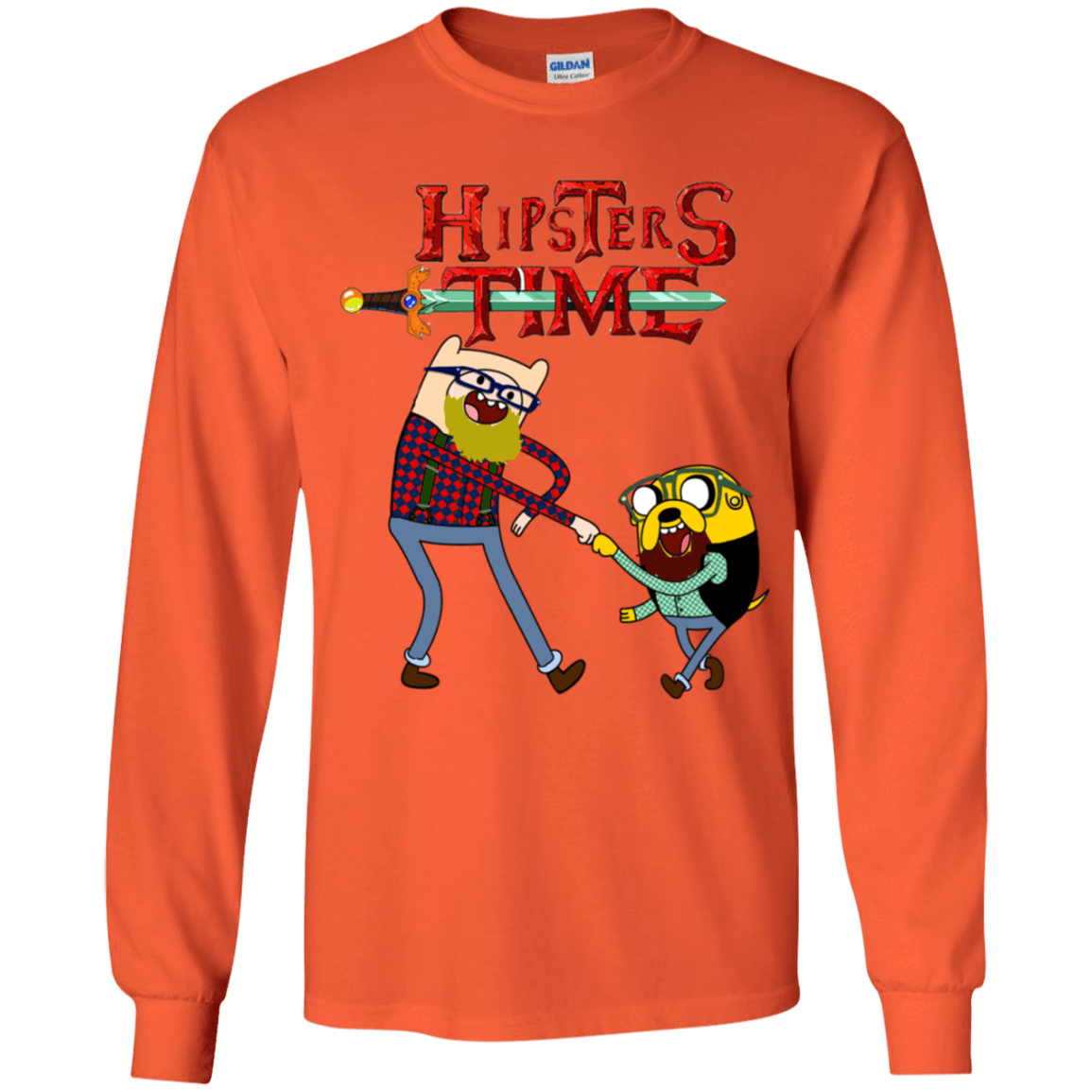T-Shirts Orange / YS Hipsters Time Youth Long Sleeve T-Shirt