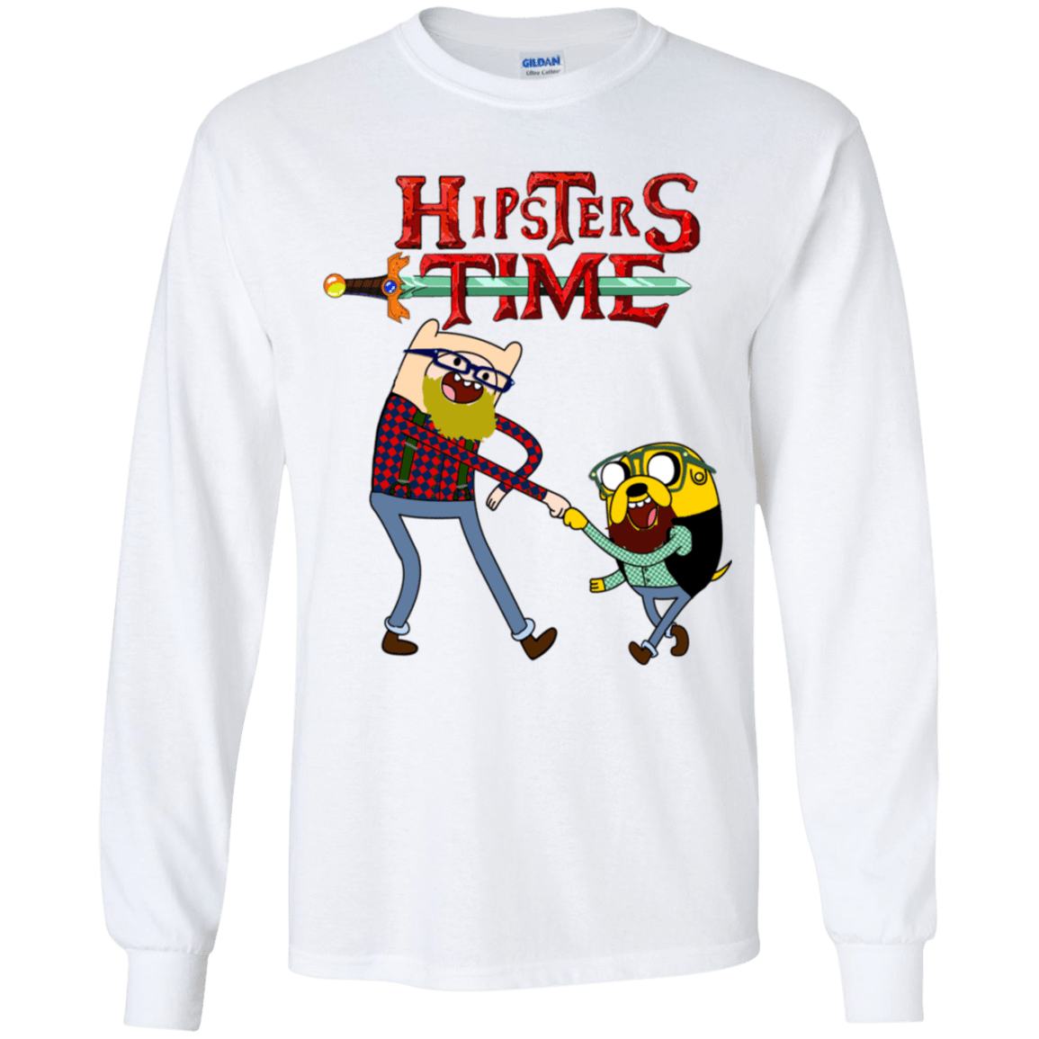 T-Shirts White / YS Hipsters Time Youth Long Sleeve T-Shirt