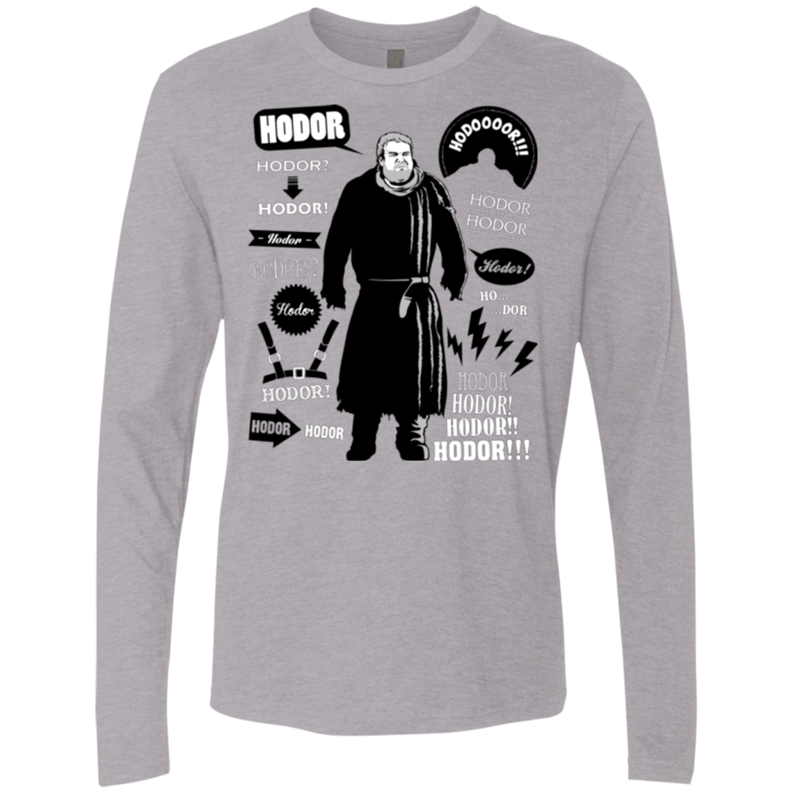 T-Shirts Heather Grey / Small Hodor Famous Quotes Men's Premium Long Sleeve