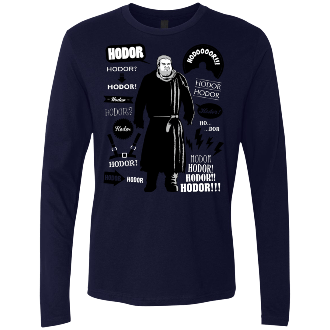 T-Shirts Midnight Navy / Small Hodor Famous Quotes Men's Premium Long Sleeve