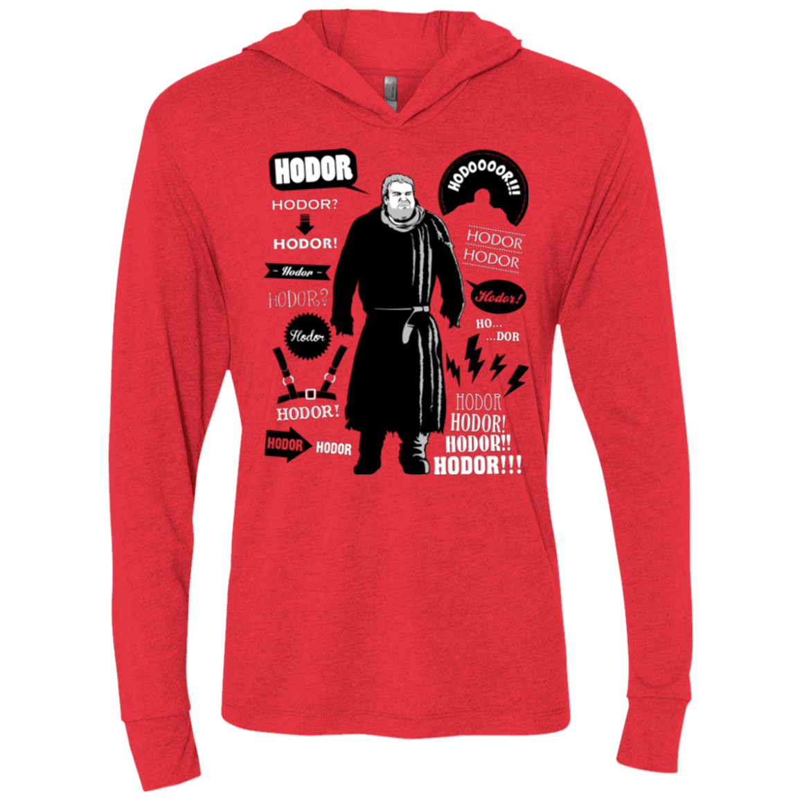 T-Shirts Vintage Red / X-Small Hodor Famous Quotes Triblend Long Sleeve Hoodie Tee
