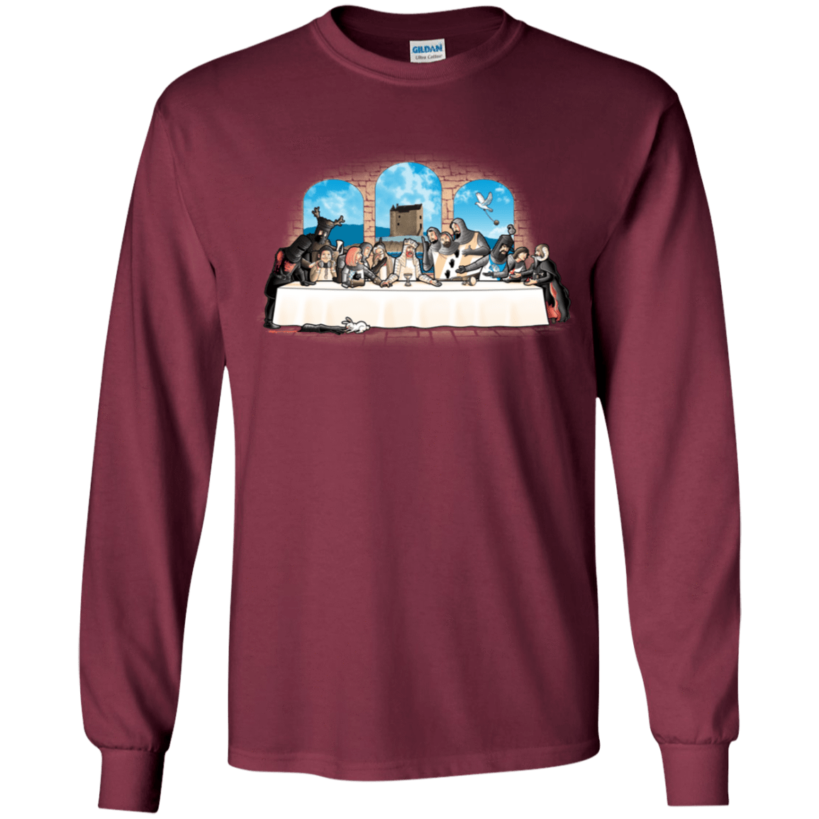 T-Shirts Maroon / YS Holy Grail Dinner Youth Long Sleeve T-Shirt
