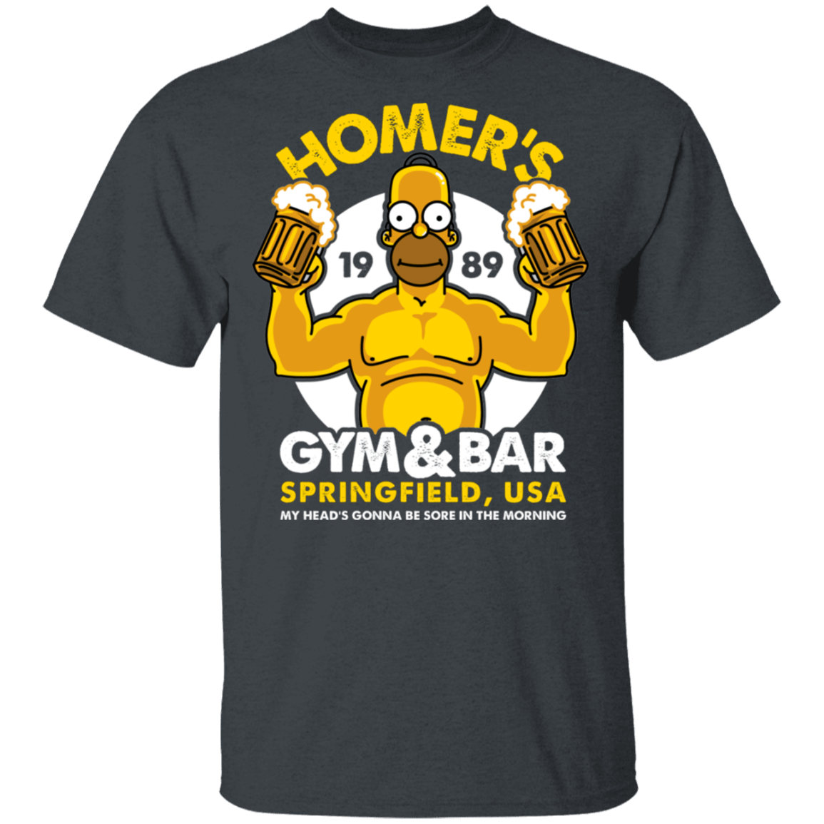 T-Shirts Dark Heather / S Homer's Gym & Bar T-Shirt
