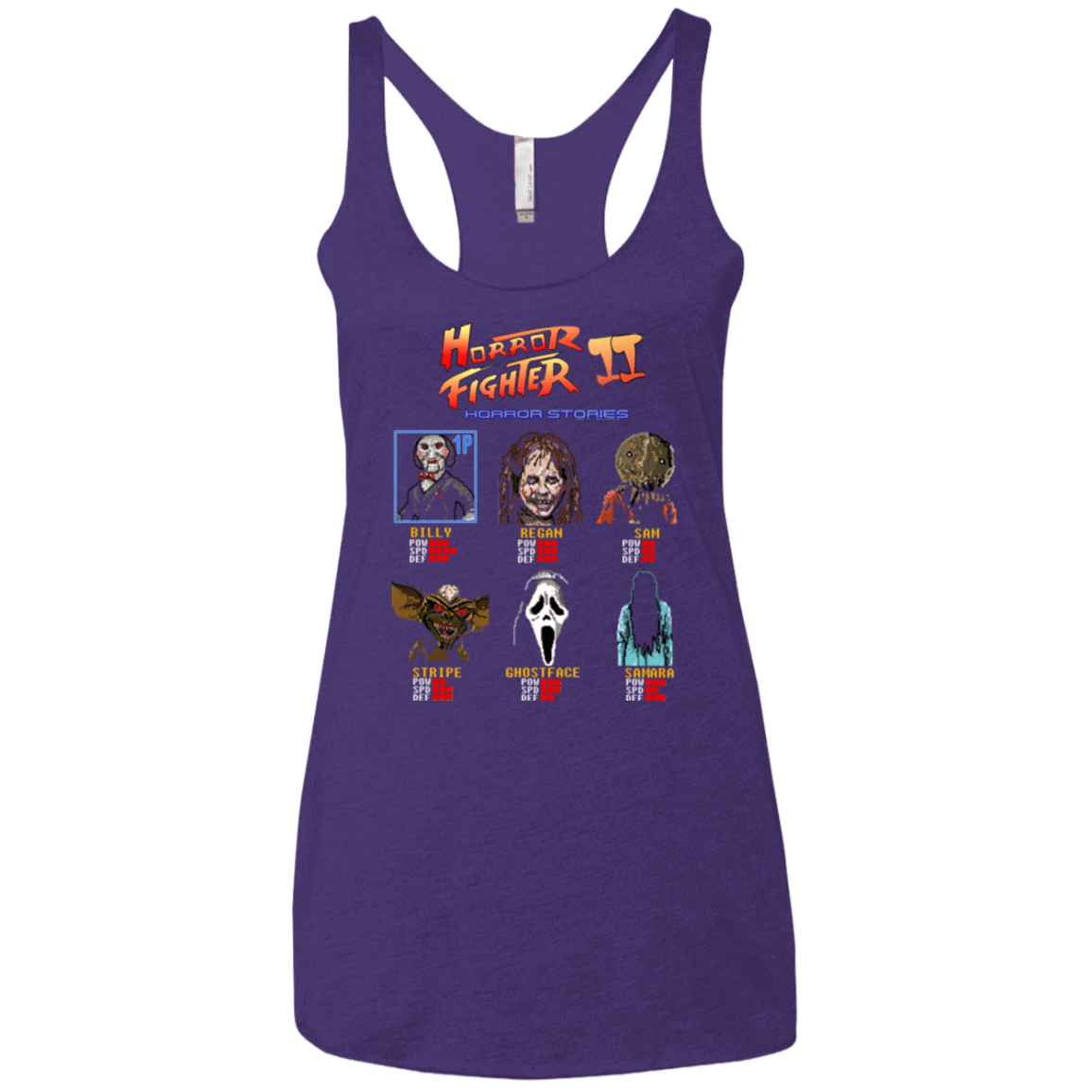 T-Shirts Purple / X-Small Horror Fighter 2 Women's Triblend Racerback Tank