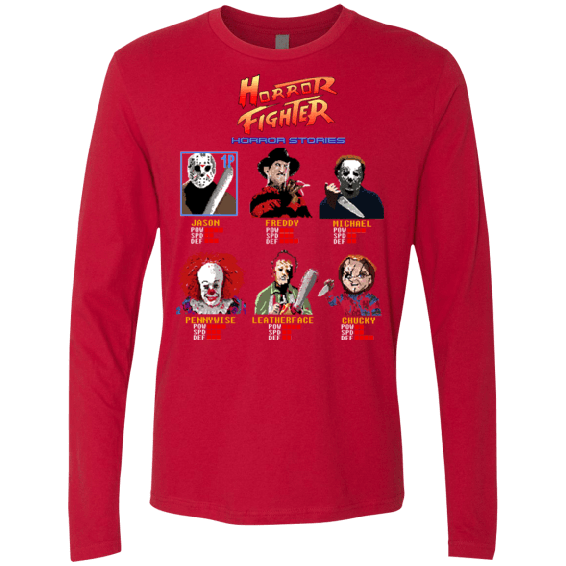 T-Shirts Red / Small Horror Fighter Men's Premium Long Sleeve