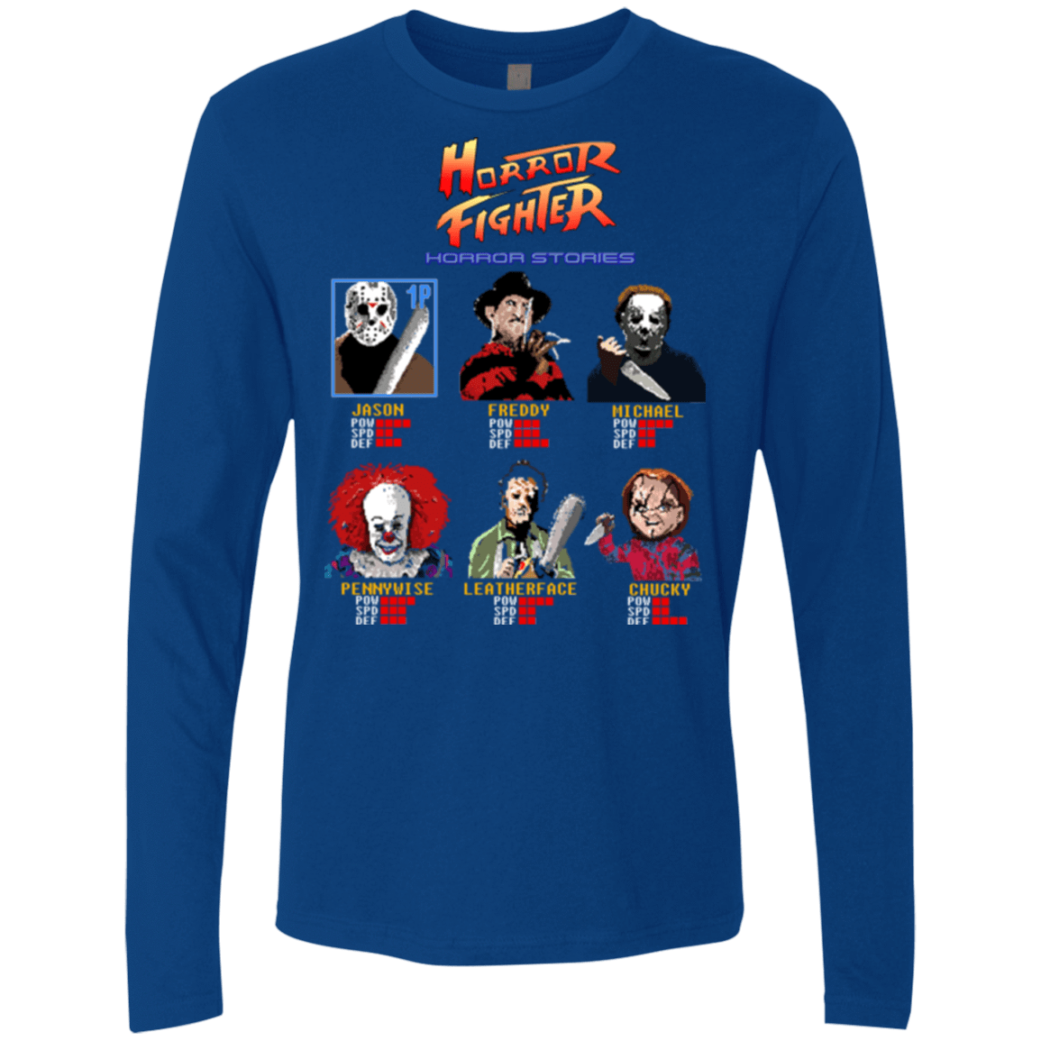 T-Shirts Royal / Small Horror Fighter Men's Premium Long Sleeve