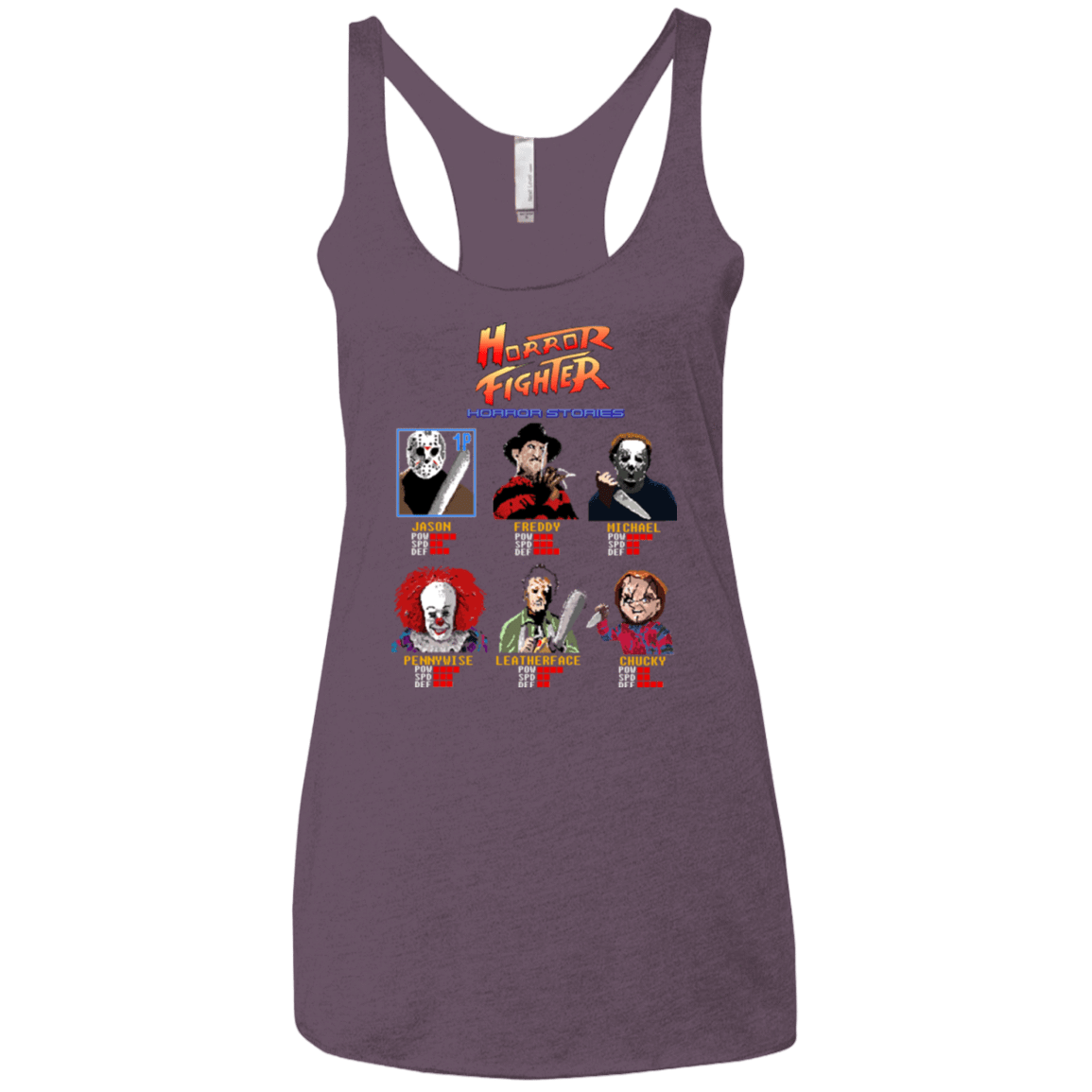 T-Shirts Vintage Purple / X-Small Horror Fighter Women's Triblend Racerback Tank