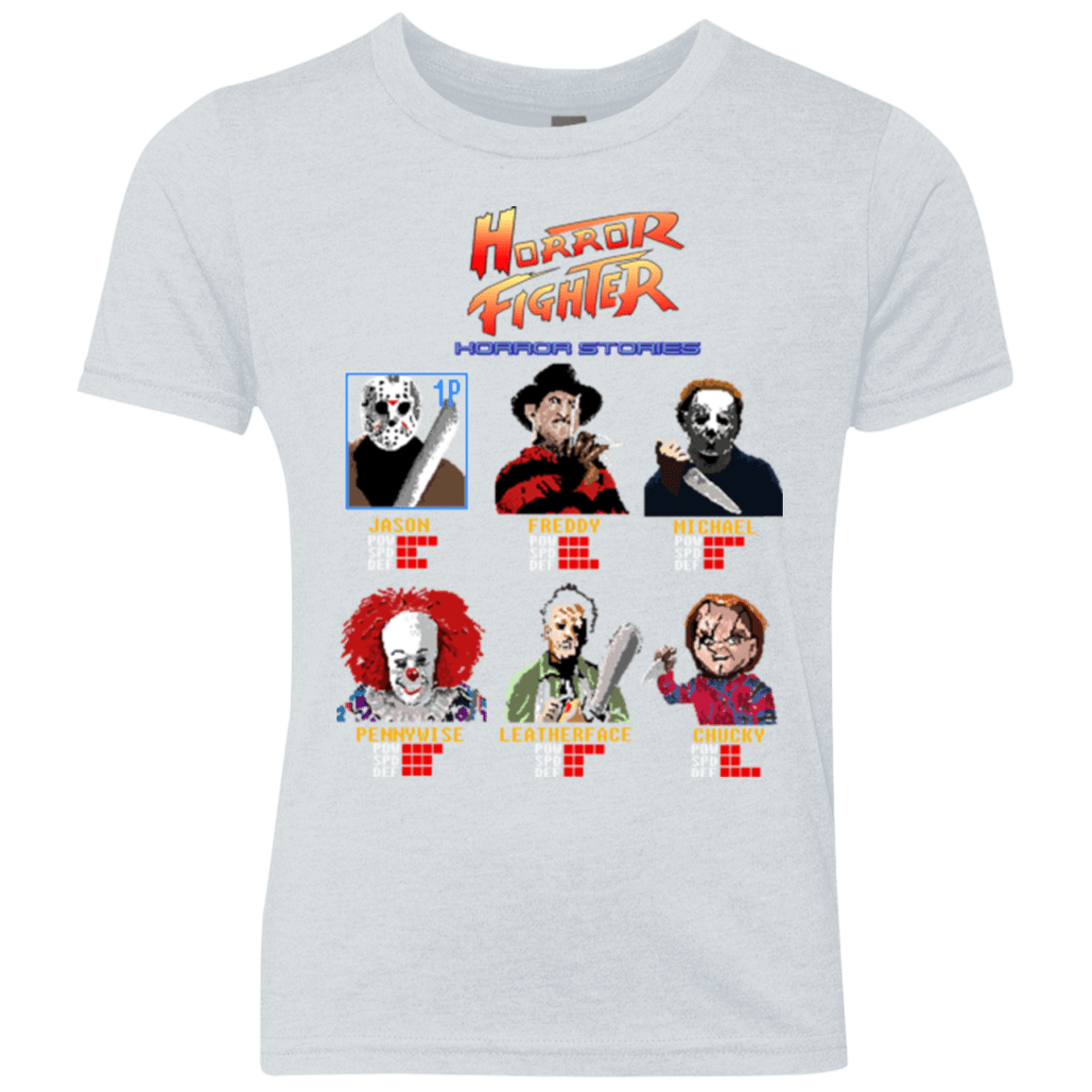 T-Shirts Heather White / YXS Horror Fighter Youth Triblend T-Shirt