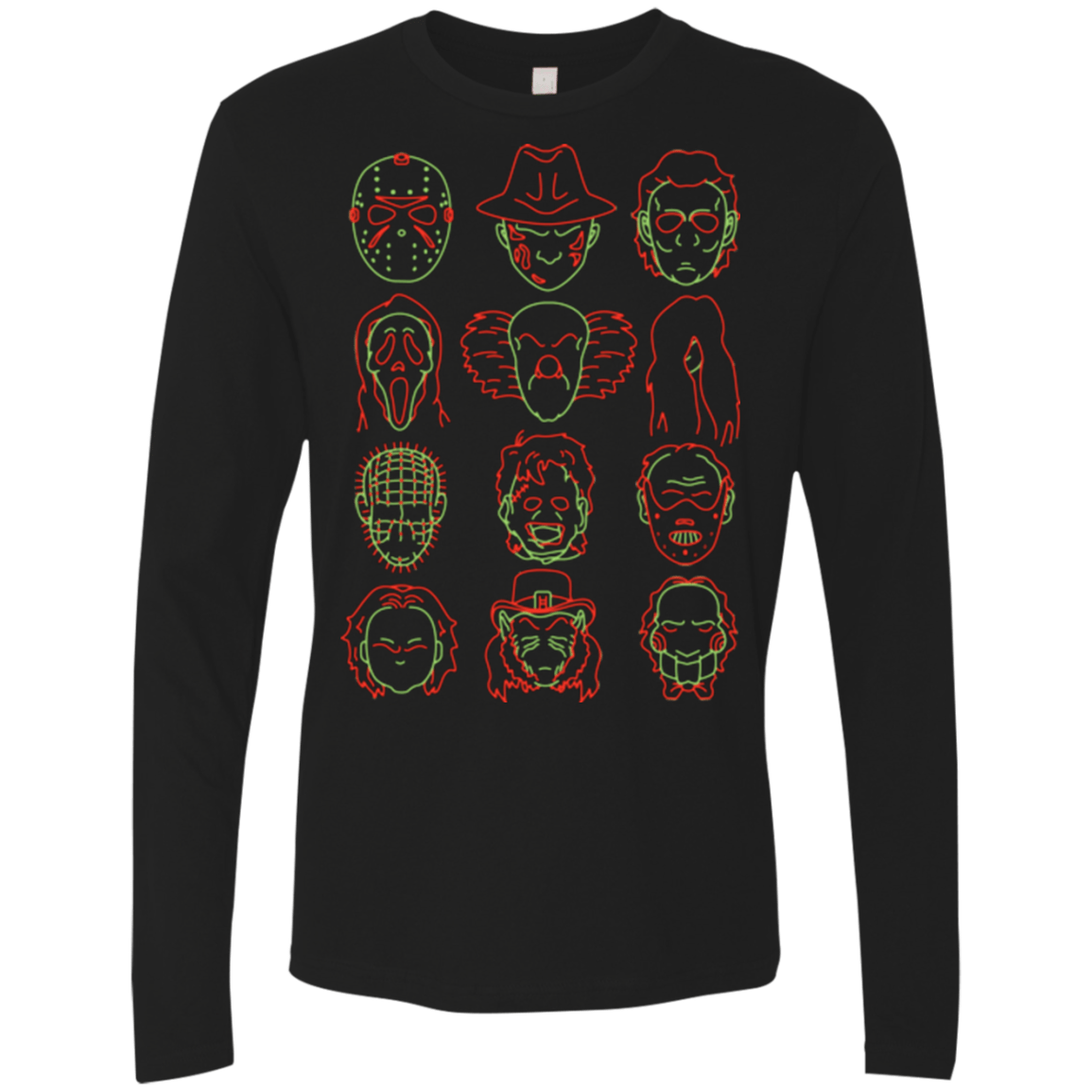 T-Shirts Black / Small HORROR HEADS Men's Premium Long Sleeve