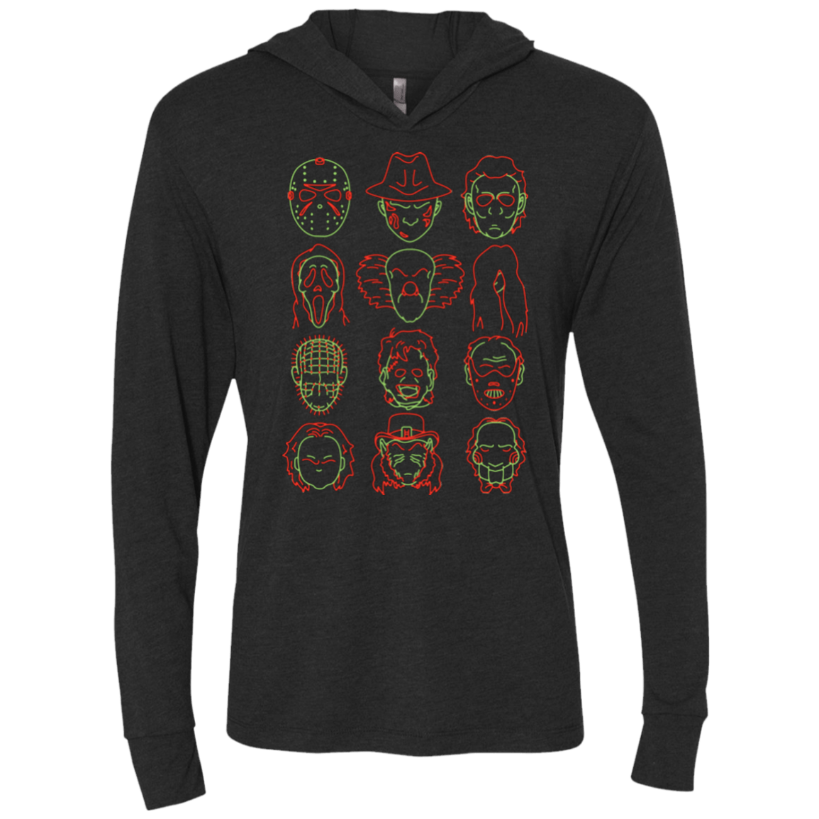 T-Shirts Vintage Black / X-Small HORROR HEADS Triblend Long Sleeve Hoodie Tee