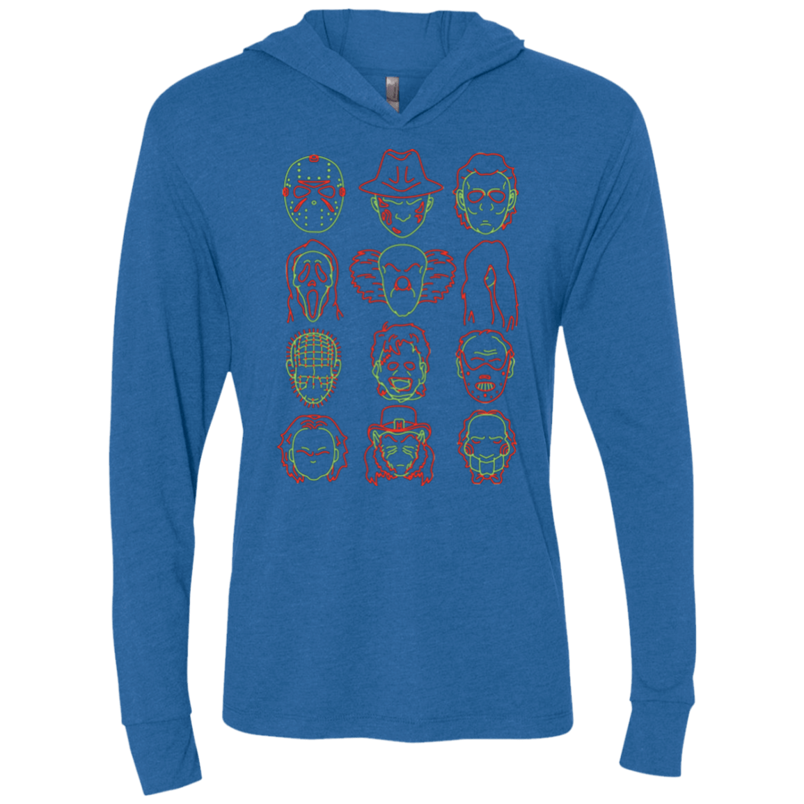 T-Shirts Vintage Royal / X-Small HORROR HEADS Triblend Long Sleeve Hoodie Tee