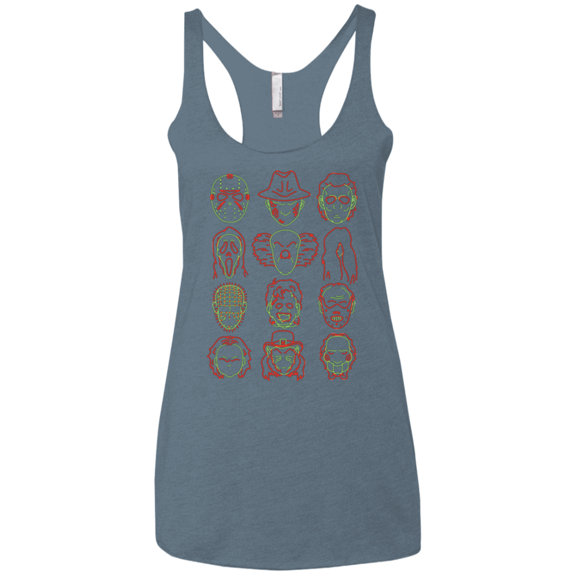 T-Shirts Indigo / X-Small HORROR HEADS Women's Triblend Racerback Tank